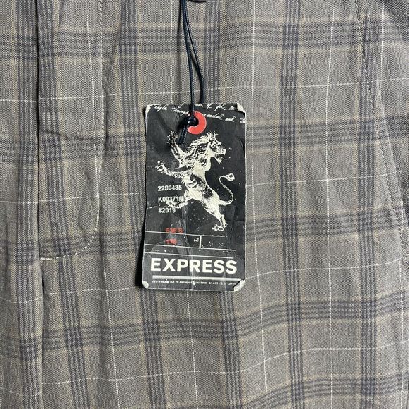 nwt express women's the producer chino size 36x32 5 pocket brown plaid pants - Picture 11 of 16